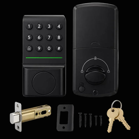Smart Deadbolt with Fingerprint & Keypad — Keyless Entry, Biometric Digital Door Lock for Front Door
