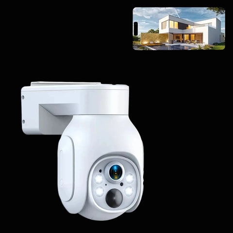 4MP Solar-Powered Wireless Security Camera — Outdoor Battery Dome, Wireless Connector, No Wiring Needed